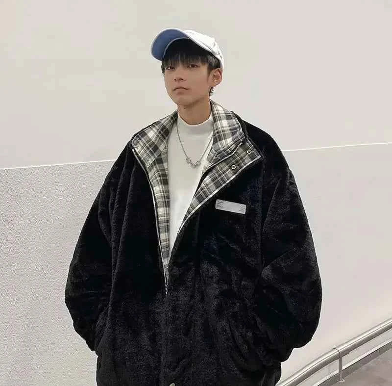 Reversible Warm Double Wool Faux Fur Jacket
