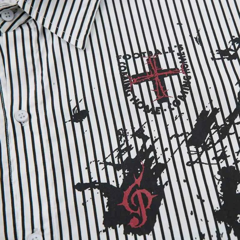 Gothic Fake Two Layered Graphic Long Sleeve Shirt