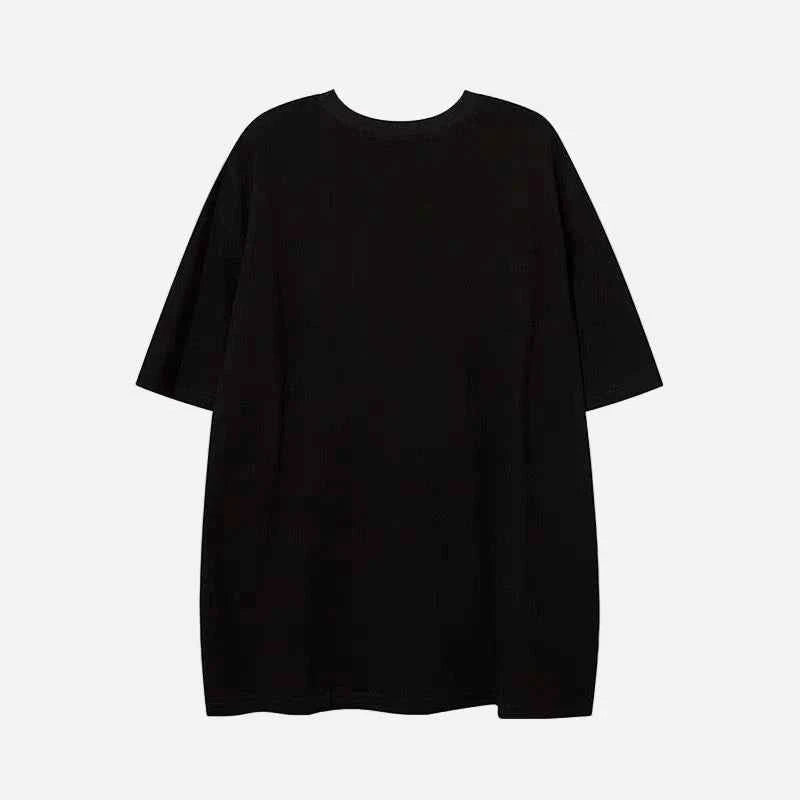 Hot Drilled Letter Print O-Neck Collar T-Shirt