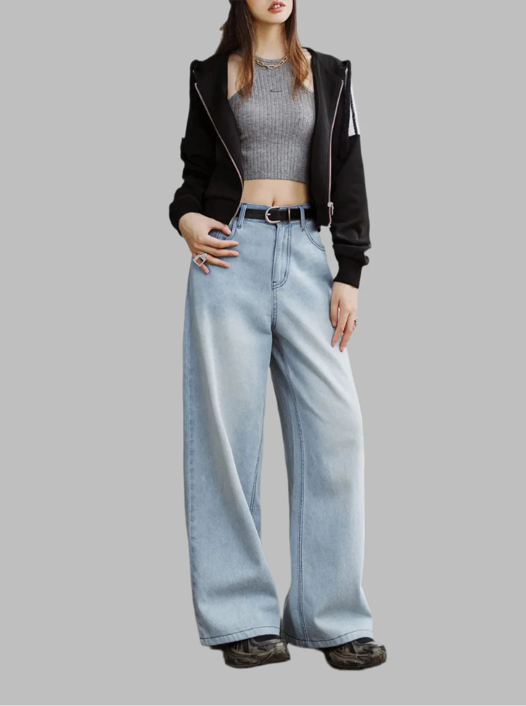 Vintage Comfort Blue Wide Leg Jeans - Luxuryurbanwear