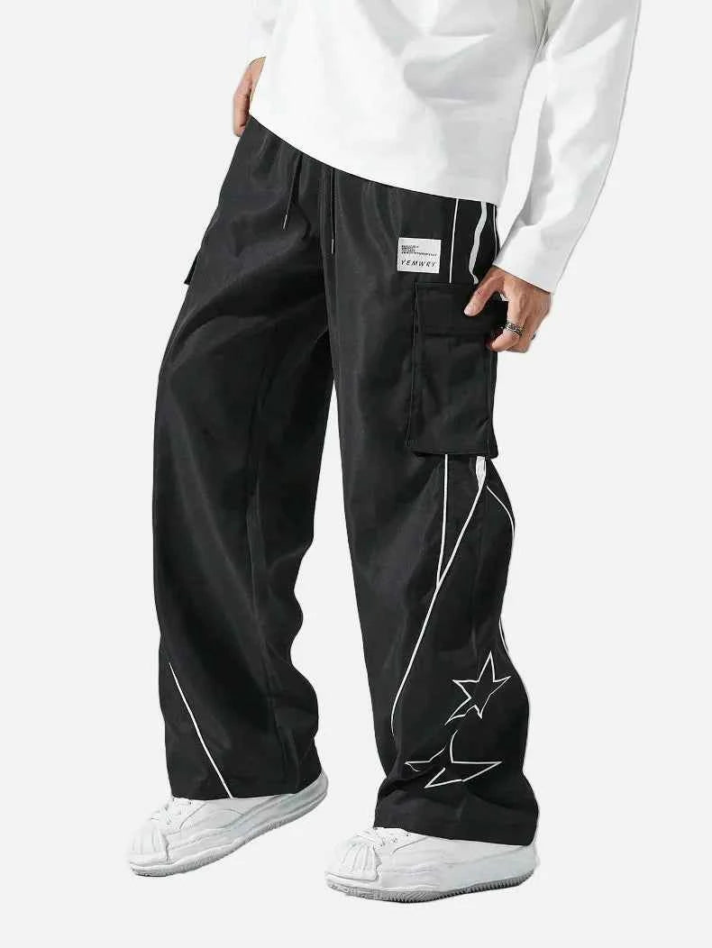 Trendy Casual Star Print Multi Pocket Jogger