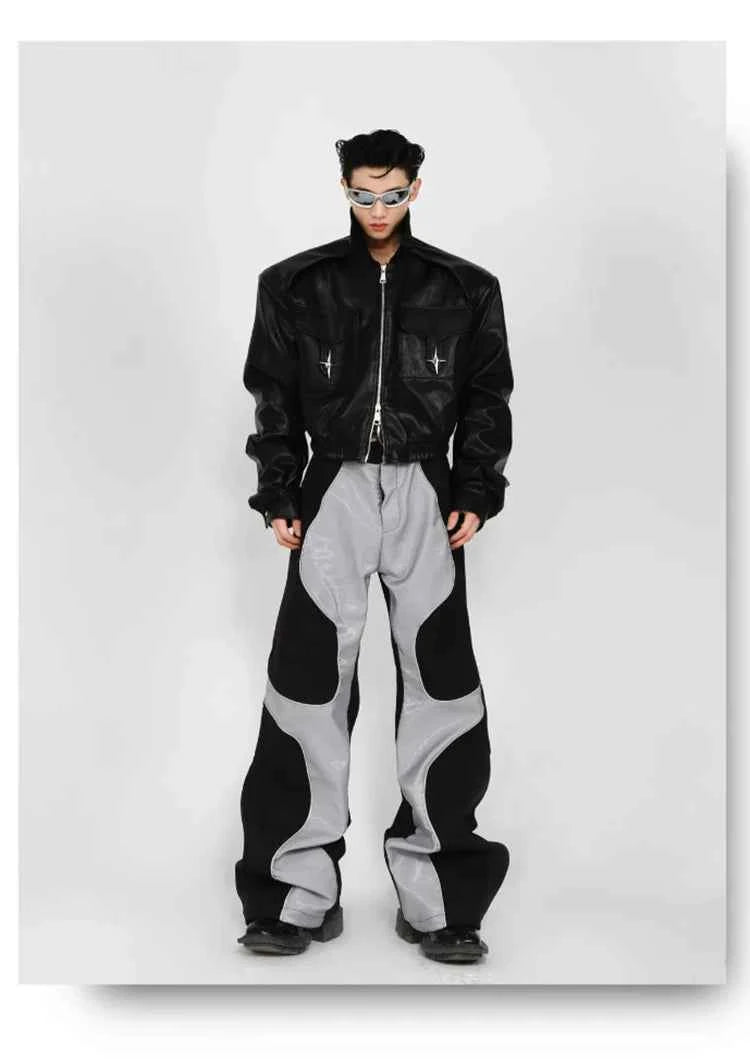Streetwear Long-lasting Luxury Patchwork Leather Pants