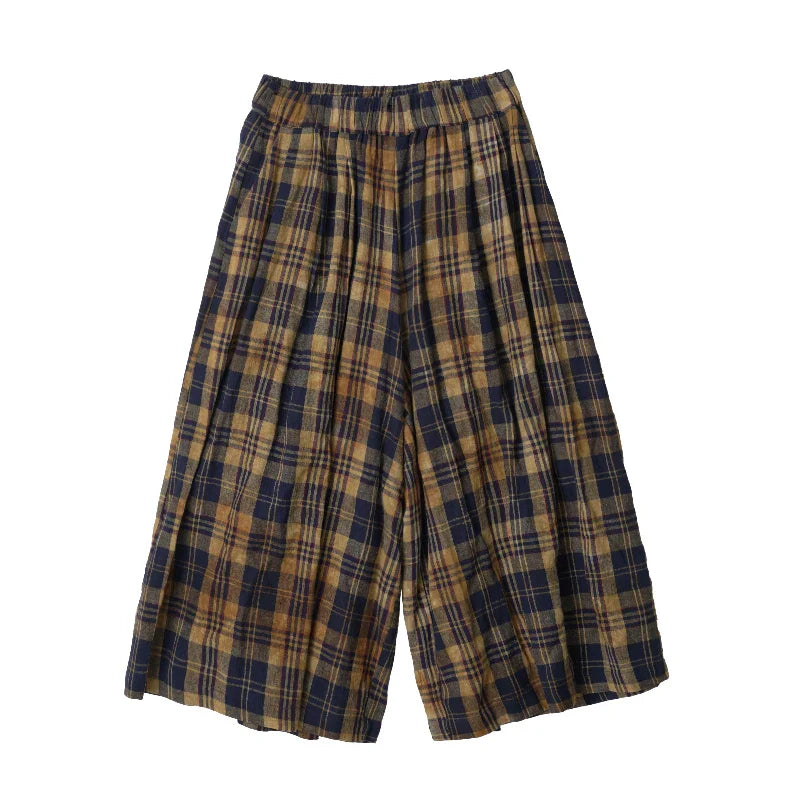 Yellow Black Checkered Elastic Waist Pants - Luxuryurbanwear