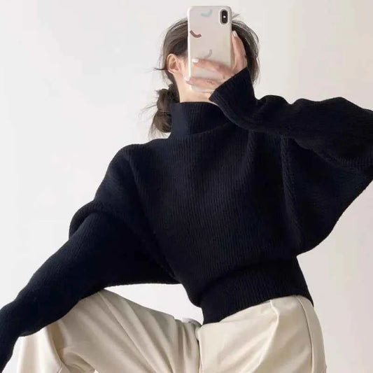 Women Stylish Bubble Sleeve Knit Sweater
