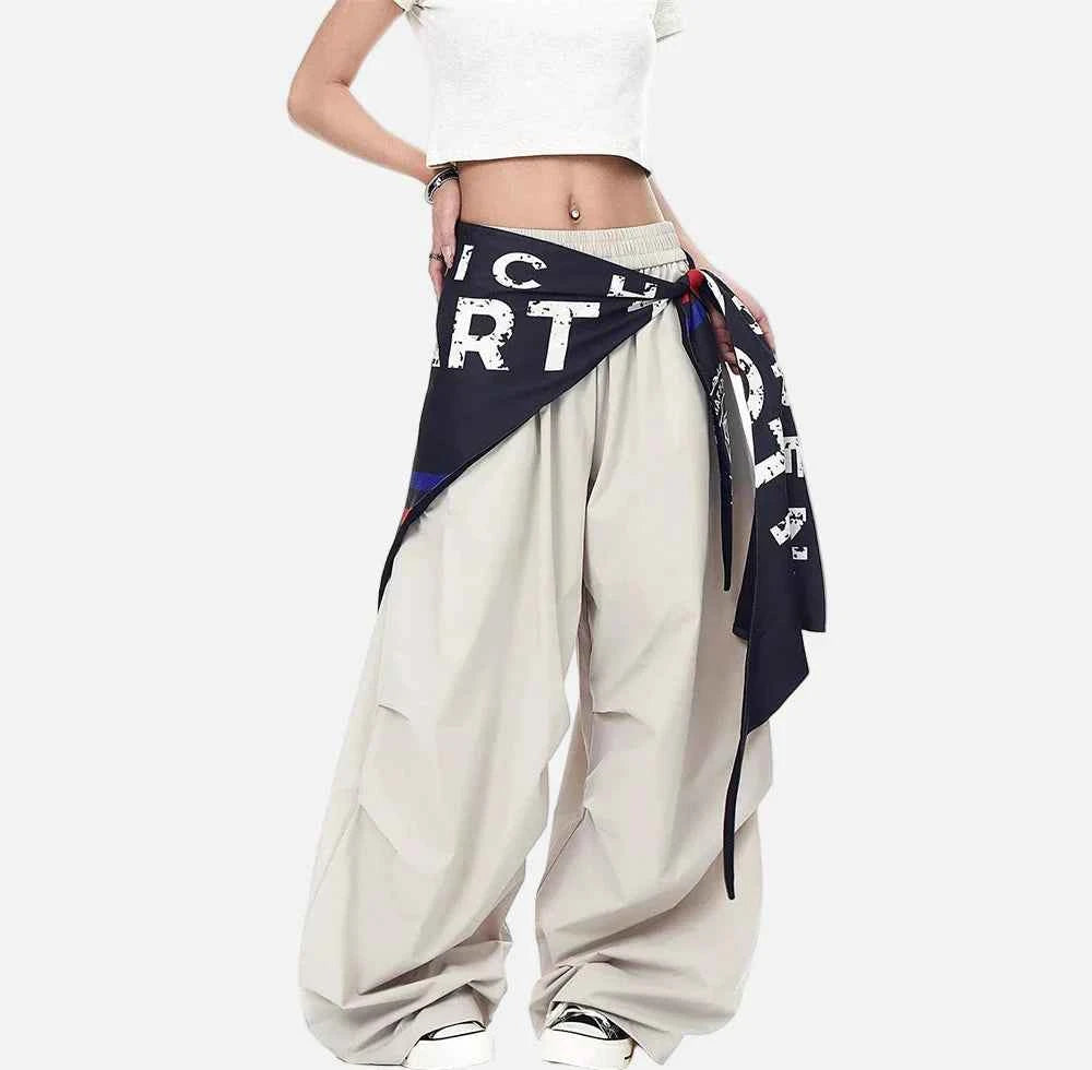 Breathable American Style With Scarf Wide Leg Jogger