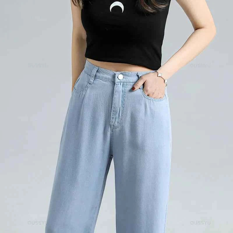 Fashionable Soft Wide Leg Baggy Denim Jeans