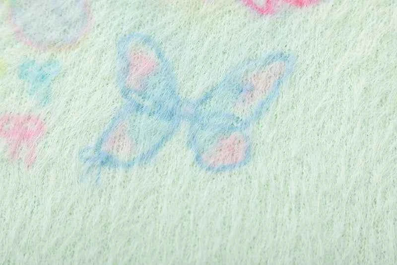 Y2K Pastel Chic Butterfly Knit Sweater
