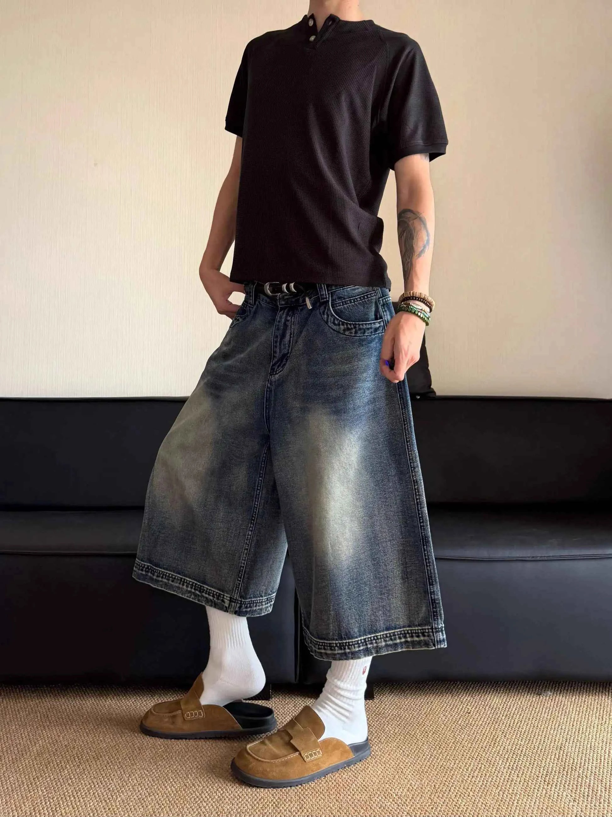 Solid Color American Style Denim Jorts