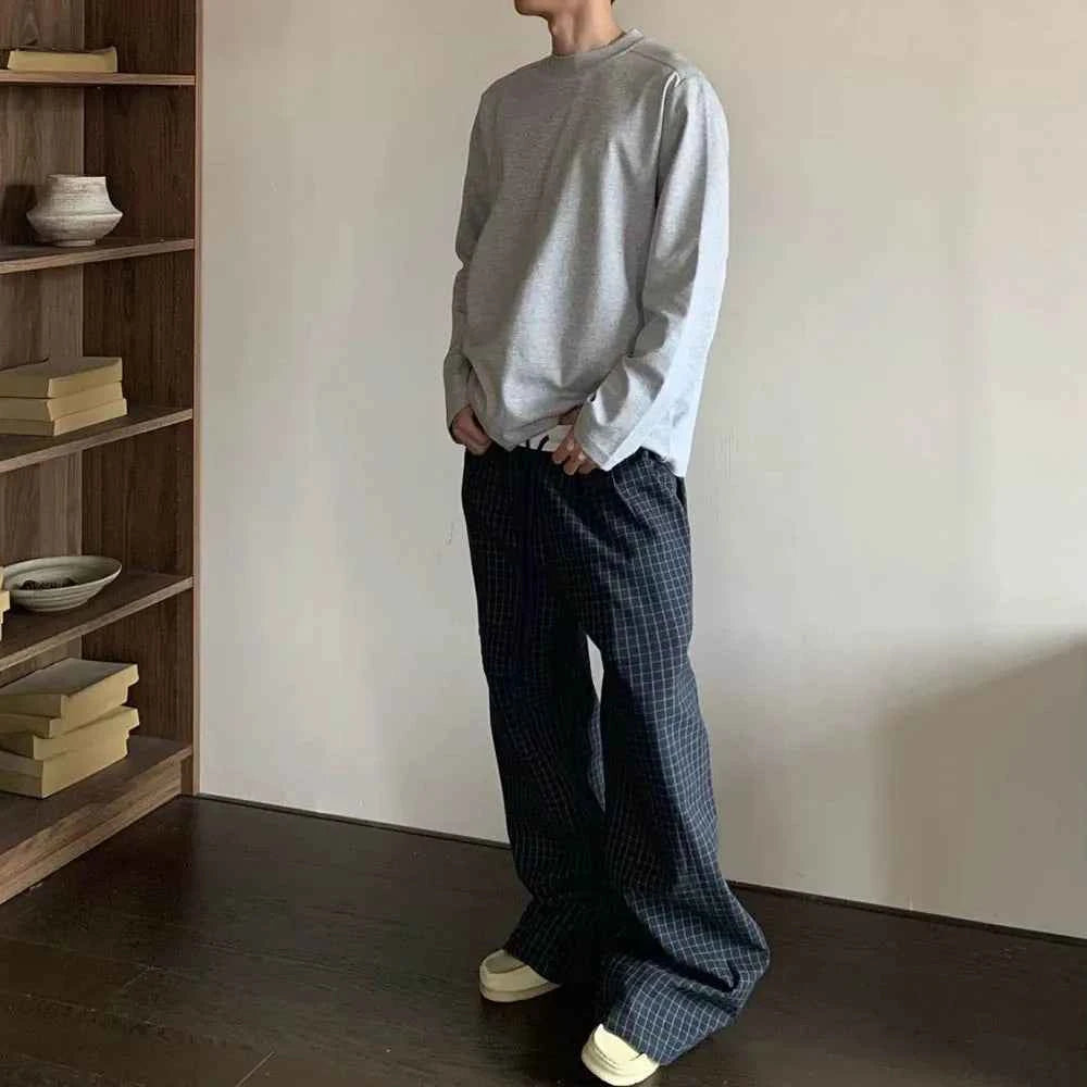 American Contrasting Plaid Straight Leg Sweatpants