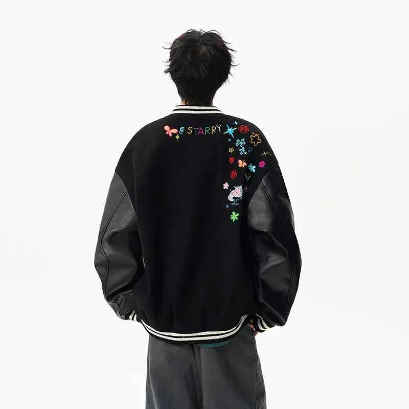 Y2K Cozy Embroidered Baseball Varsity Jacket