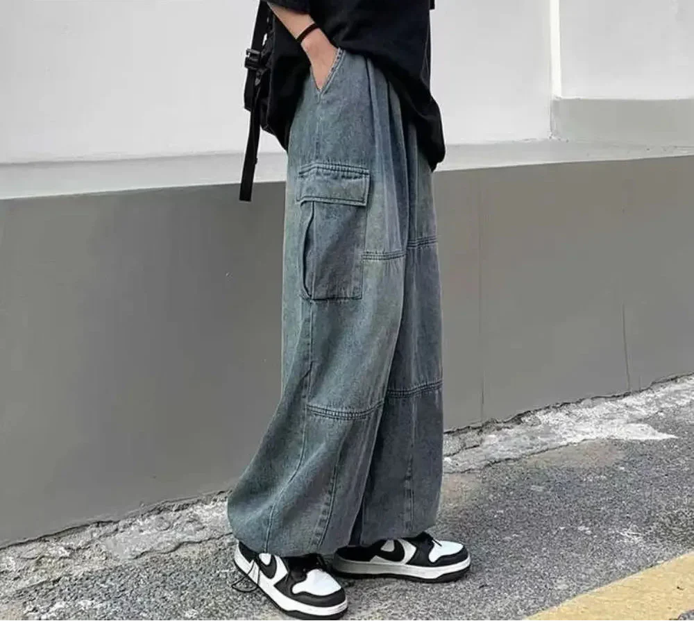 Y2K versatile Casual Wide Leg Cargo Jeans - Luxuryurbanwear