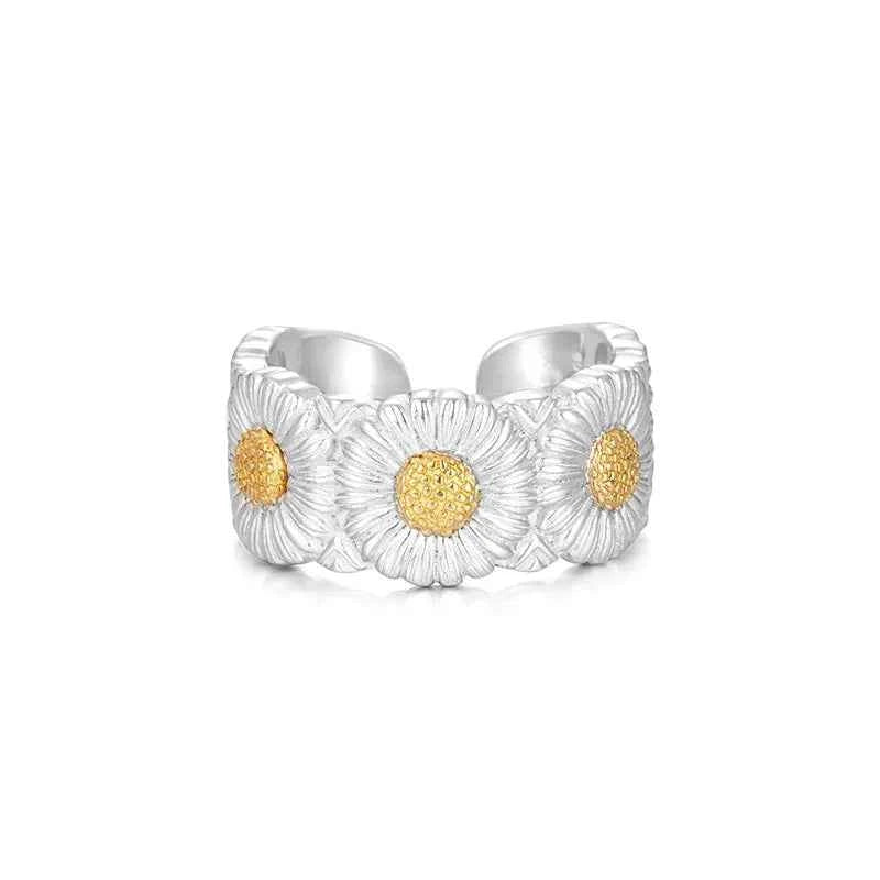 Retro Daisy Flower Adjustable Open Ring