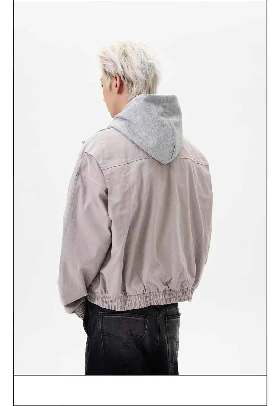 Patchwork Silhouette Retro Hooded Jacket