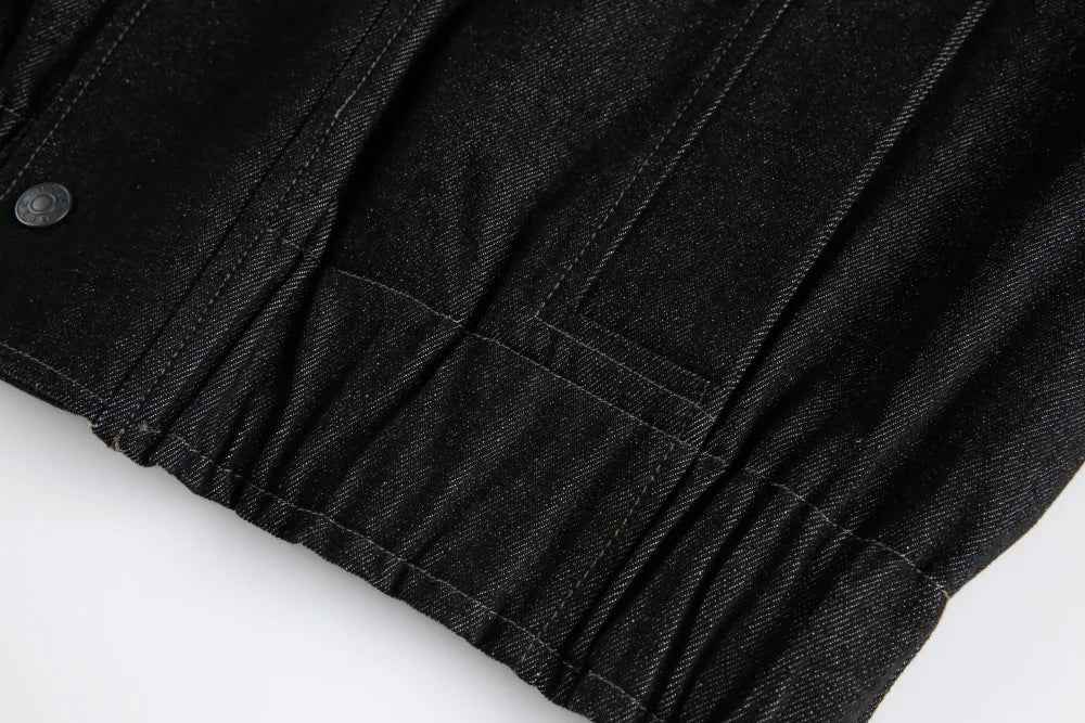 Streetwear Spliced Fake Two Pieces Denim Jacket