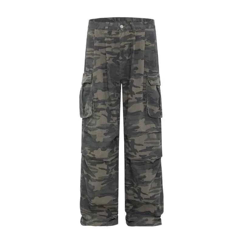 Retro Loose High Waist Camouflage Jeans