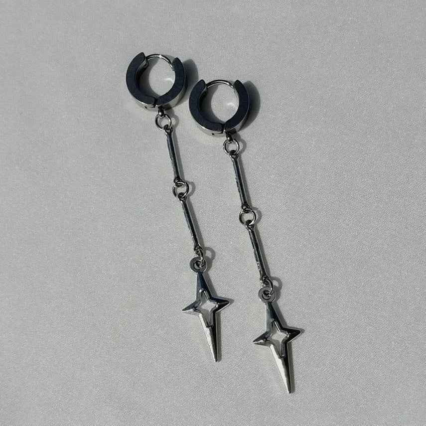 Y2K Gothic Cross Punk Star Drop Earrings