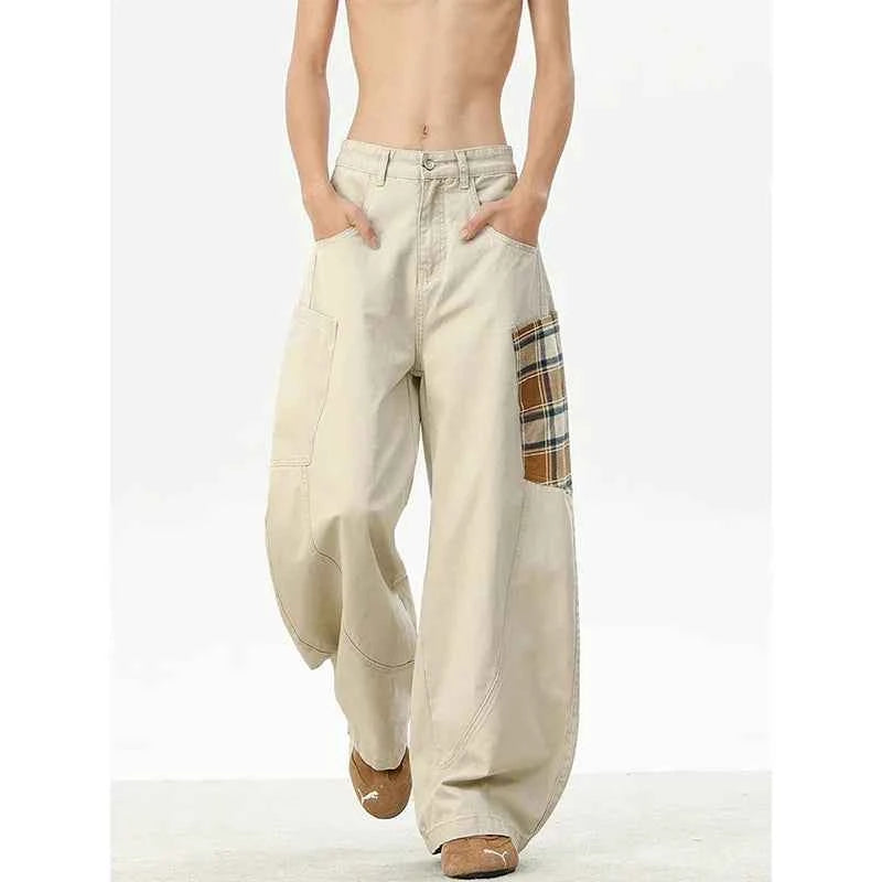 Vintage Washed White High Waist Wide Jeans