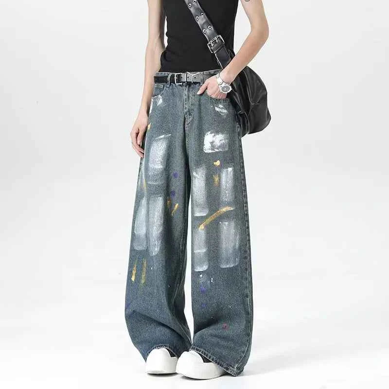 Graffiti Color Printed Cool Distressed Jeans