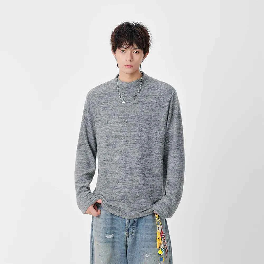 Lightweight Textured Knit Mock Neck Sweater
