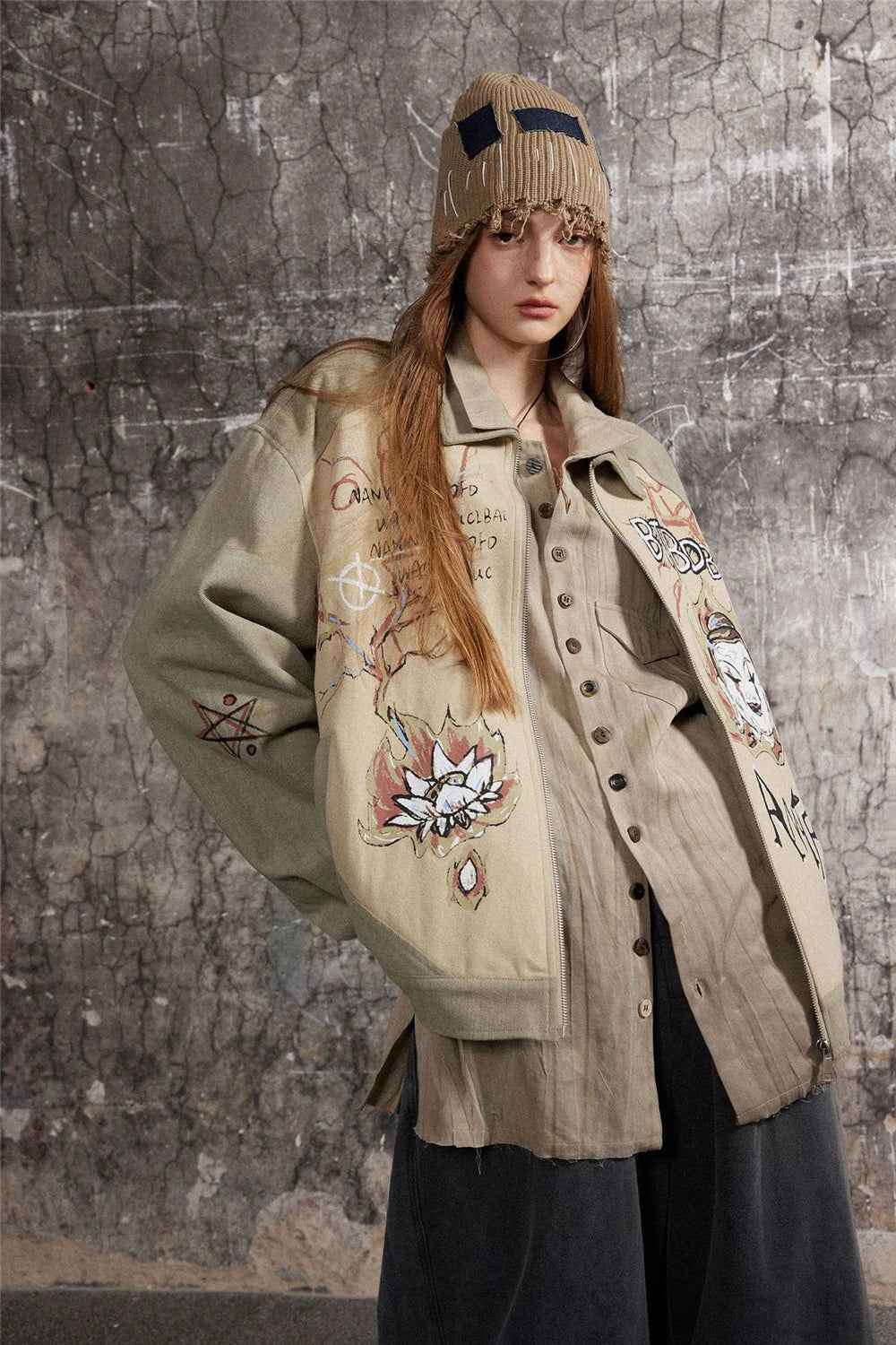 Breathable Chines Style Oversized Patchwork Denim Jacket