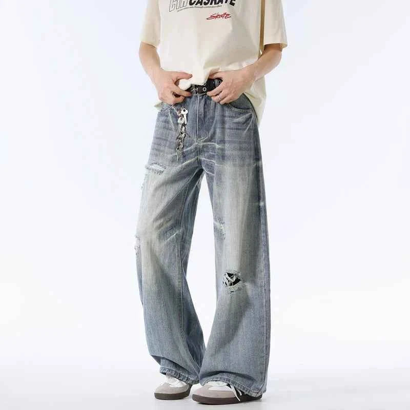 Summer Ripped Hole Wide Leg Jeans