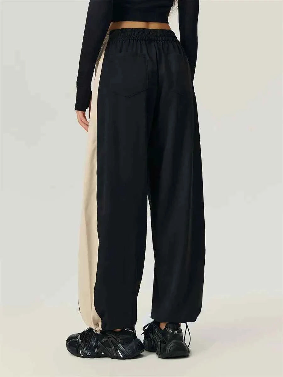 Color Block Elastic Waist Retro Sweatpants