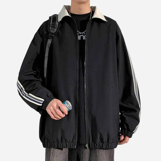 Vintage Solid Color Reversible Windbreaker Jacket