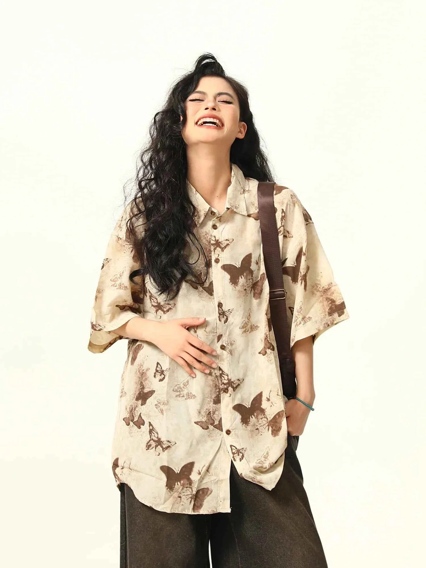 Women Butterfly Print Casual Shirt