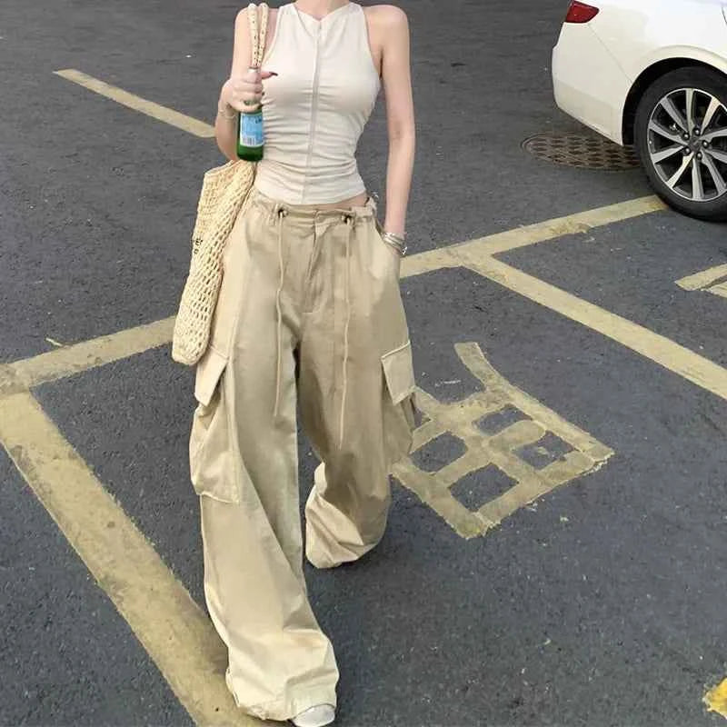 Adjustable Waist Baggy Cargo Pants
