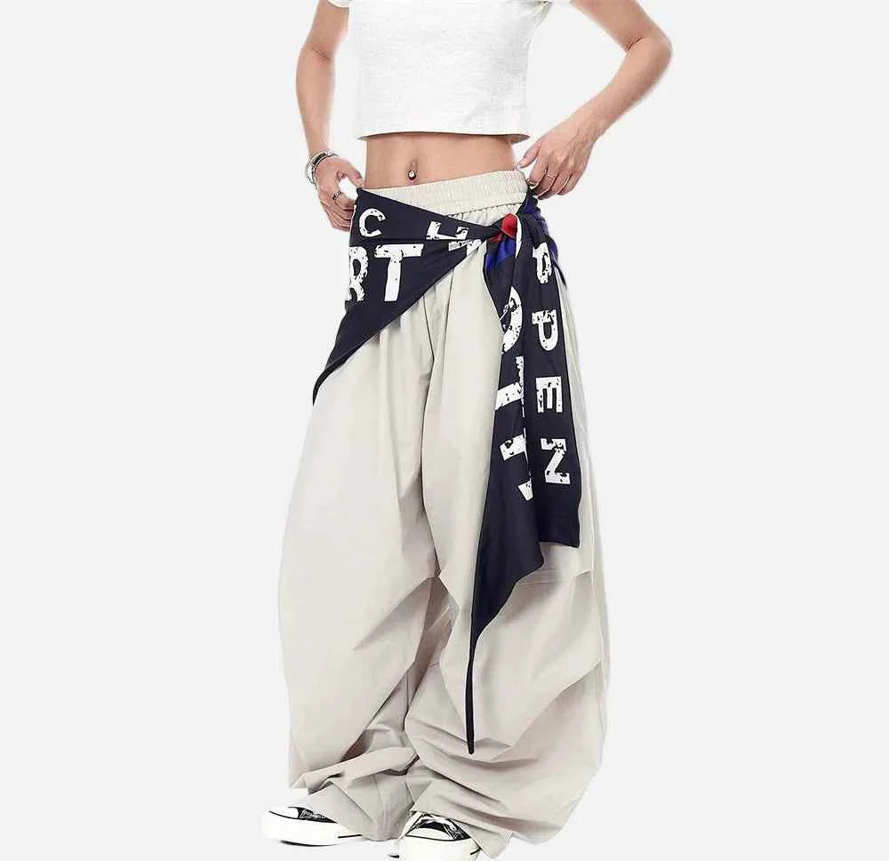 Breathable American Style With Scarf Wide Leg Jogger