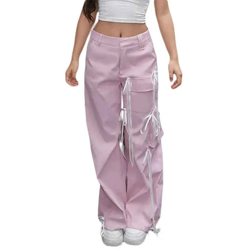 Women Streetwear Vintage Bowknot Cargo Pants