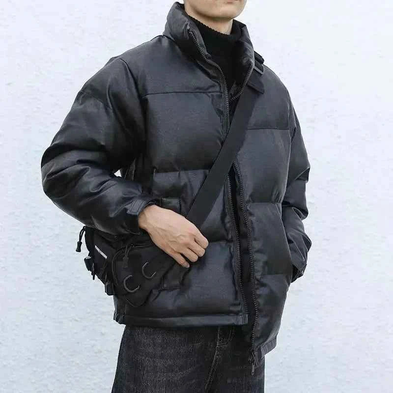 Men Black Winter Parka Padded Casual Jacket