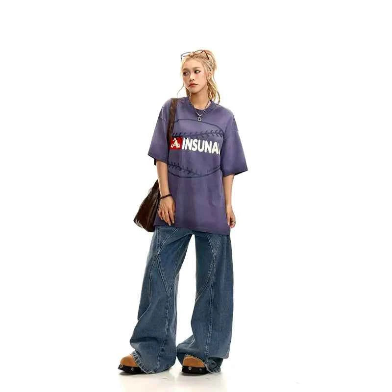 Effortless Y2K Blue Wide Leg Denim Jeans