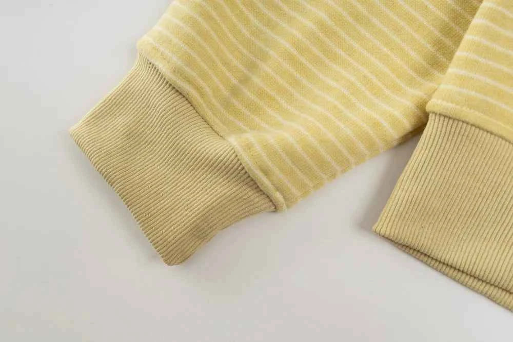 Cozy Striped Fleece Faux Fur Hooded Sweatshirt