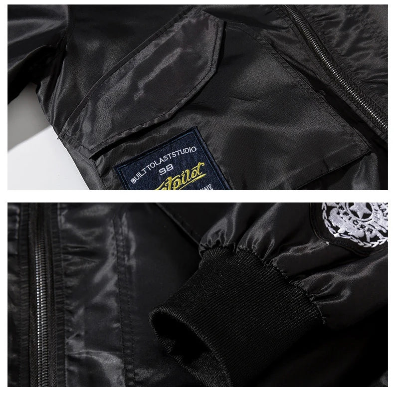Retro Letter Embroidered Elastic Waist Jacket