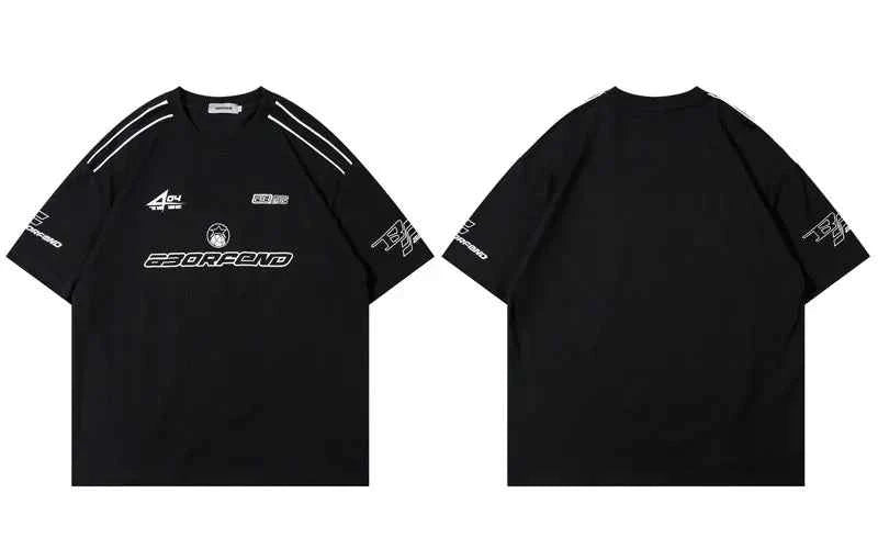 Cozy Oversized Racing Style Graphic Cotton T-Shirt