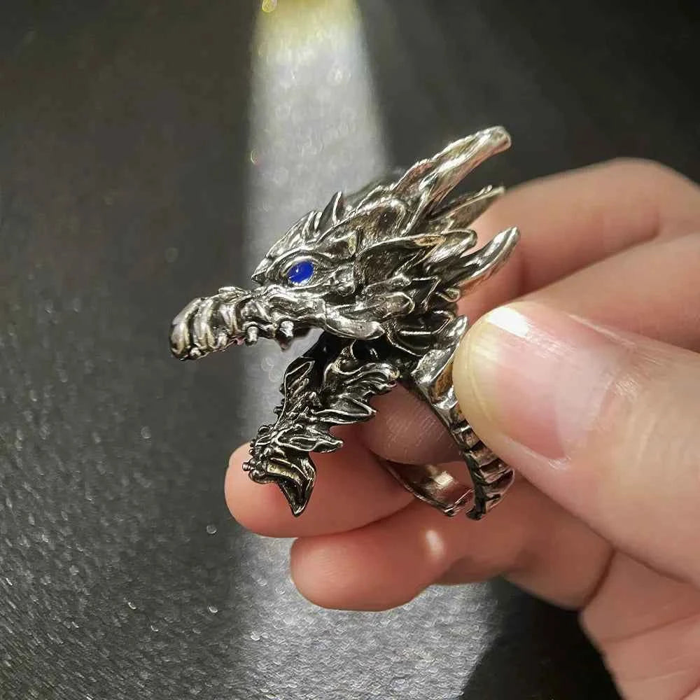 Y2K Steel Dragon Large Gothic Ring
