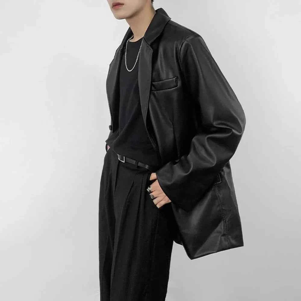 Men Youthful Grunge Moto PU Leather Jacket