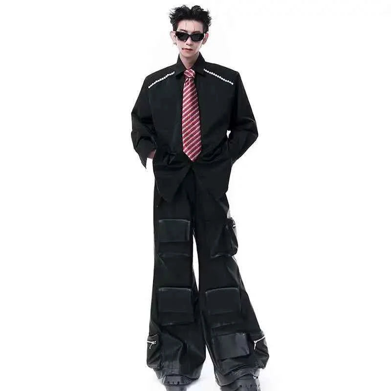 Stylish Timeless Fit High Street Leather Cargo Pants