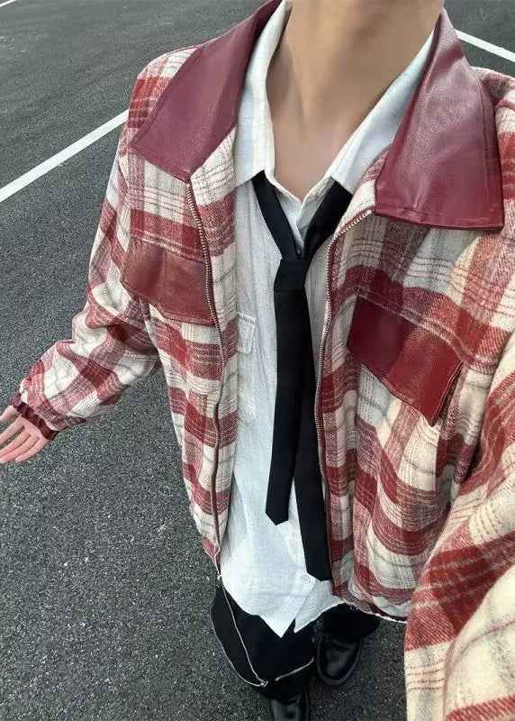 Patchwork Japanese Style Leather Jacket