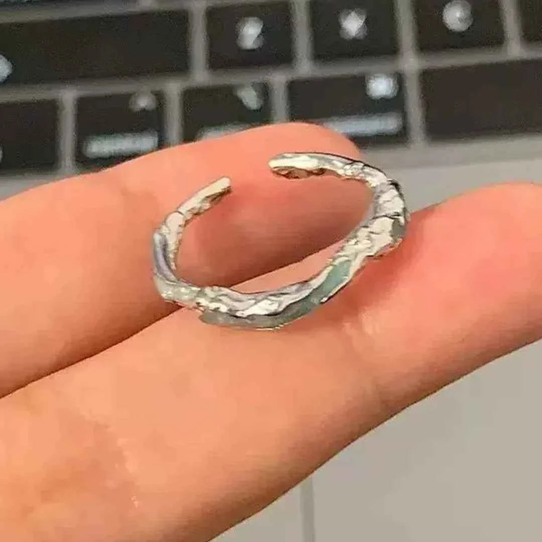 Cool Blue Drip Glaze Sterling Silver Ring