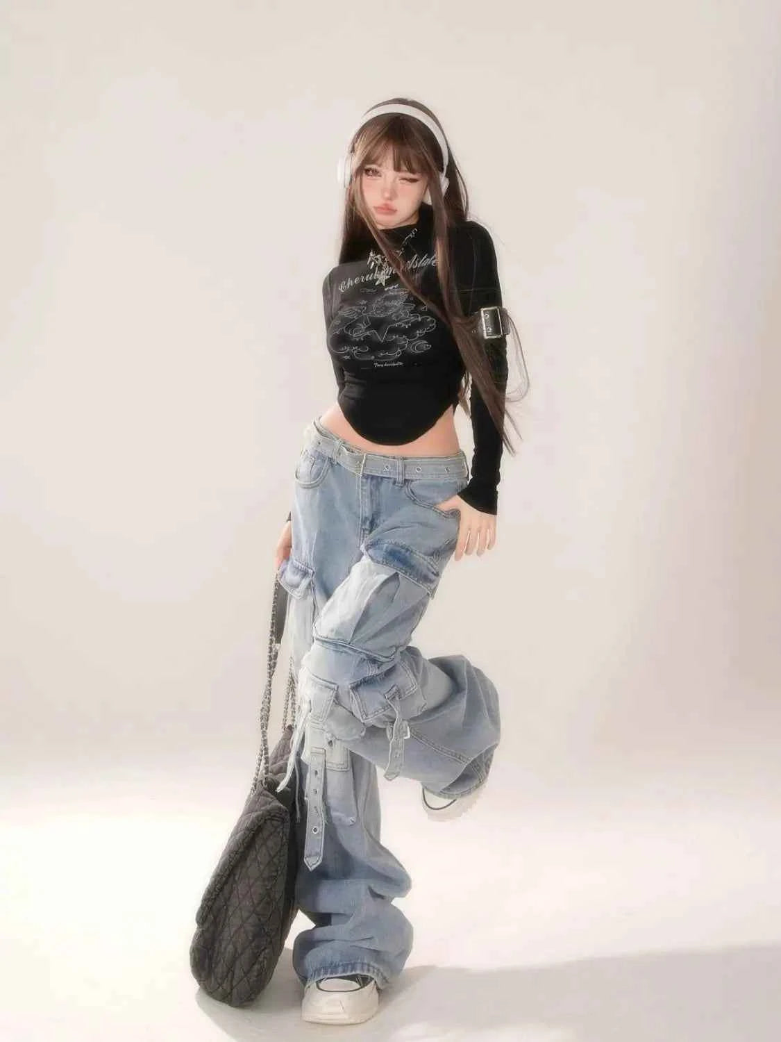 High Street Washed Multi Pocket Jeans