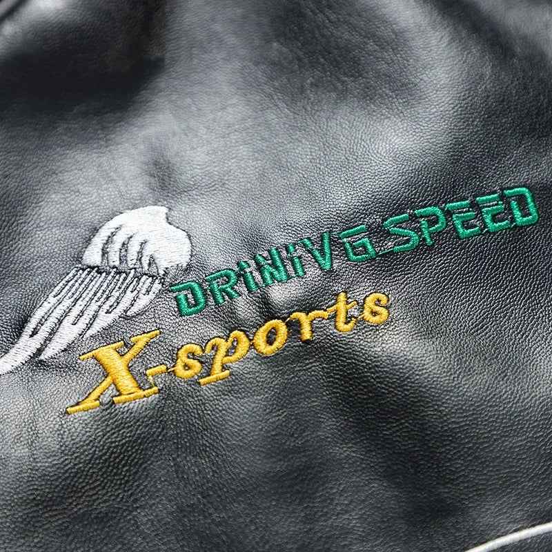 Stylish Embroidery Motorcycle PU Leather Jacket