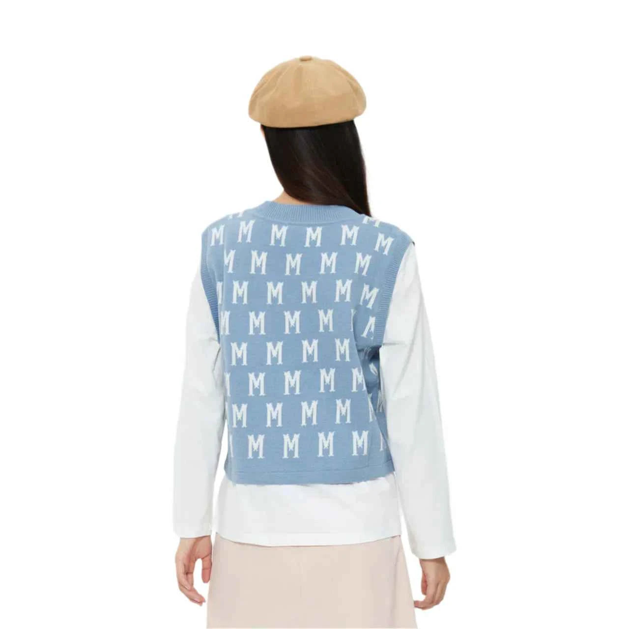 Women Cozy V-Neck Woolen Vest Sweater