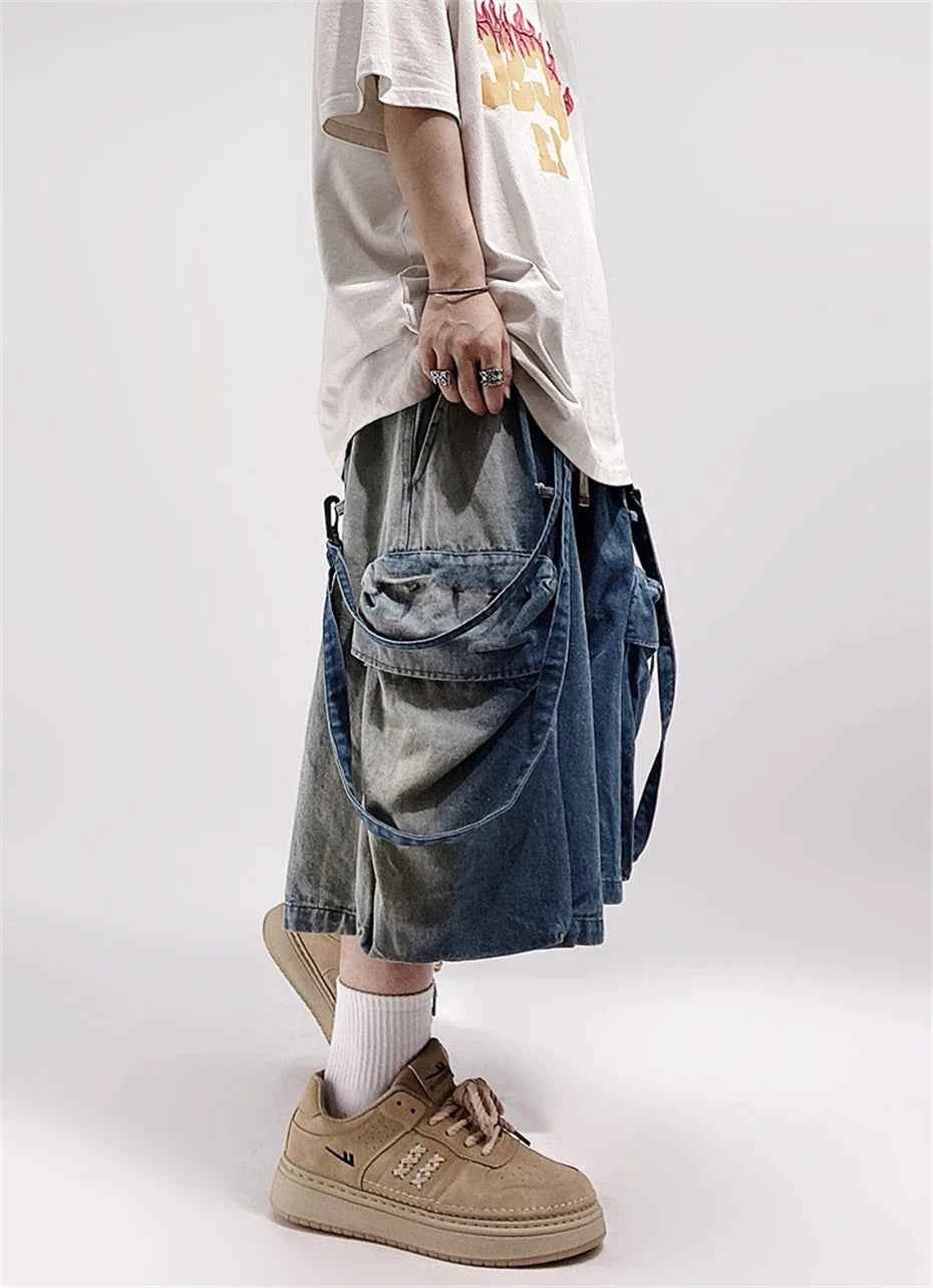 Vintage Denim Hip Hop Rivet Jorts