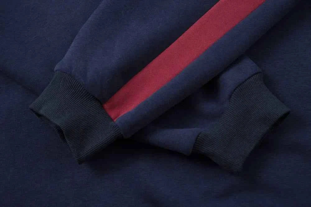 Paneled Contrast Print Fleece V-Neck Sweatshirt