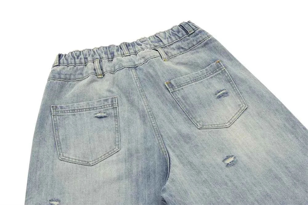 Streetwear Distressed Loose Wide Leg Denim Short