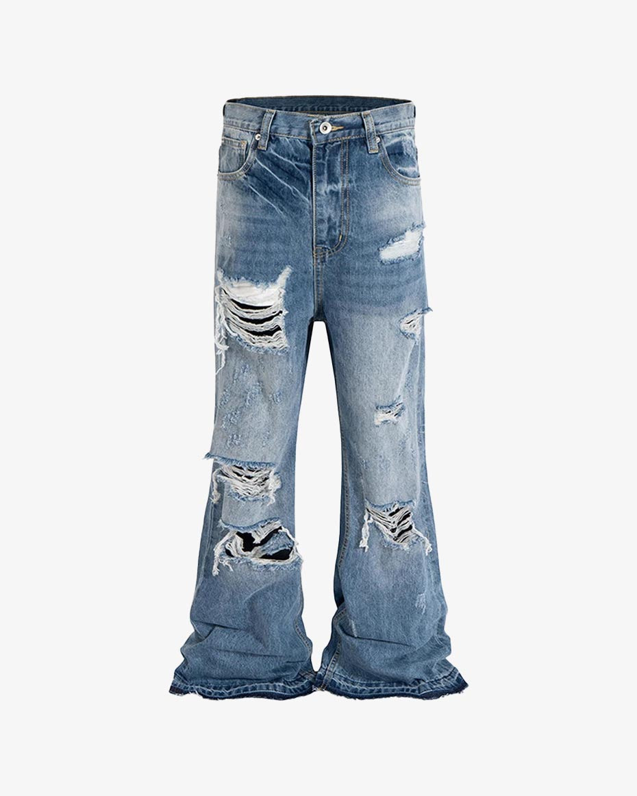 Distressed KP26 Baggy Flared Jeans
