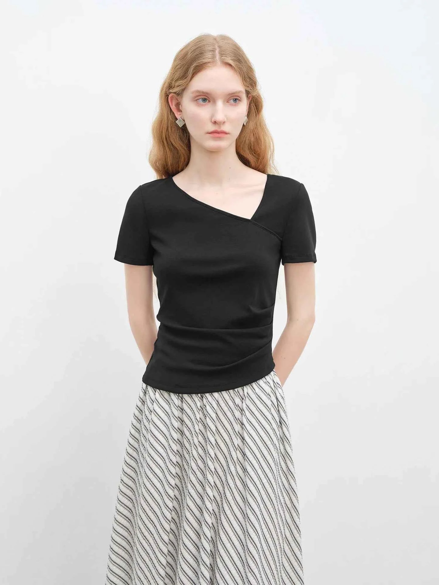 Unique Irregular V-Neck T-Shirt