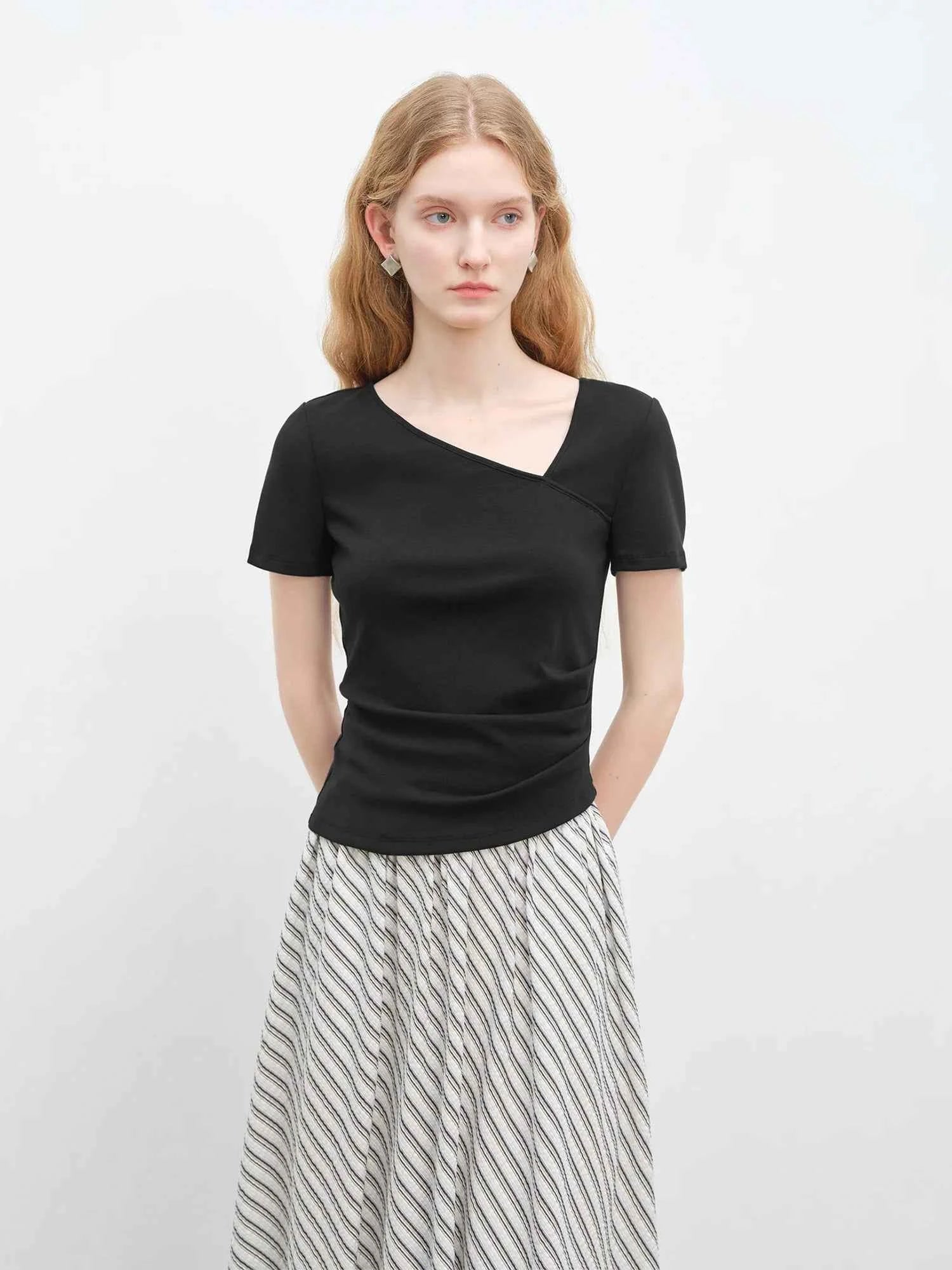 Unique Irregular V-Neck T-Shirt